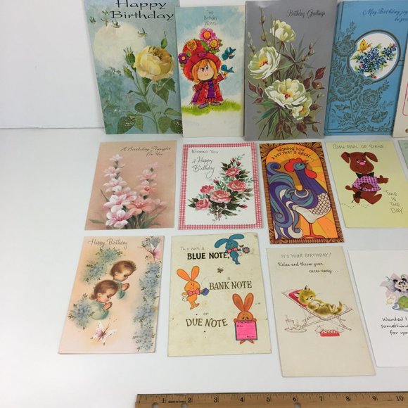 Vtg Lot of 53 Used Birthday Hello Greeting Cards Art Scrapbooking Upcycle Craft - Picture 7 of 11